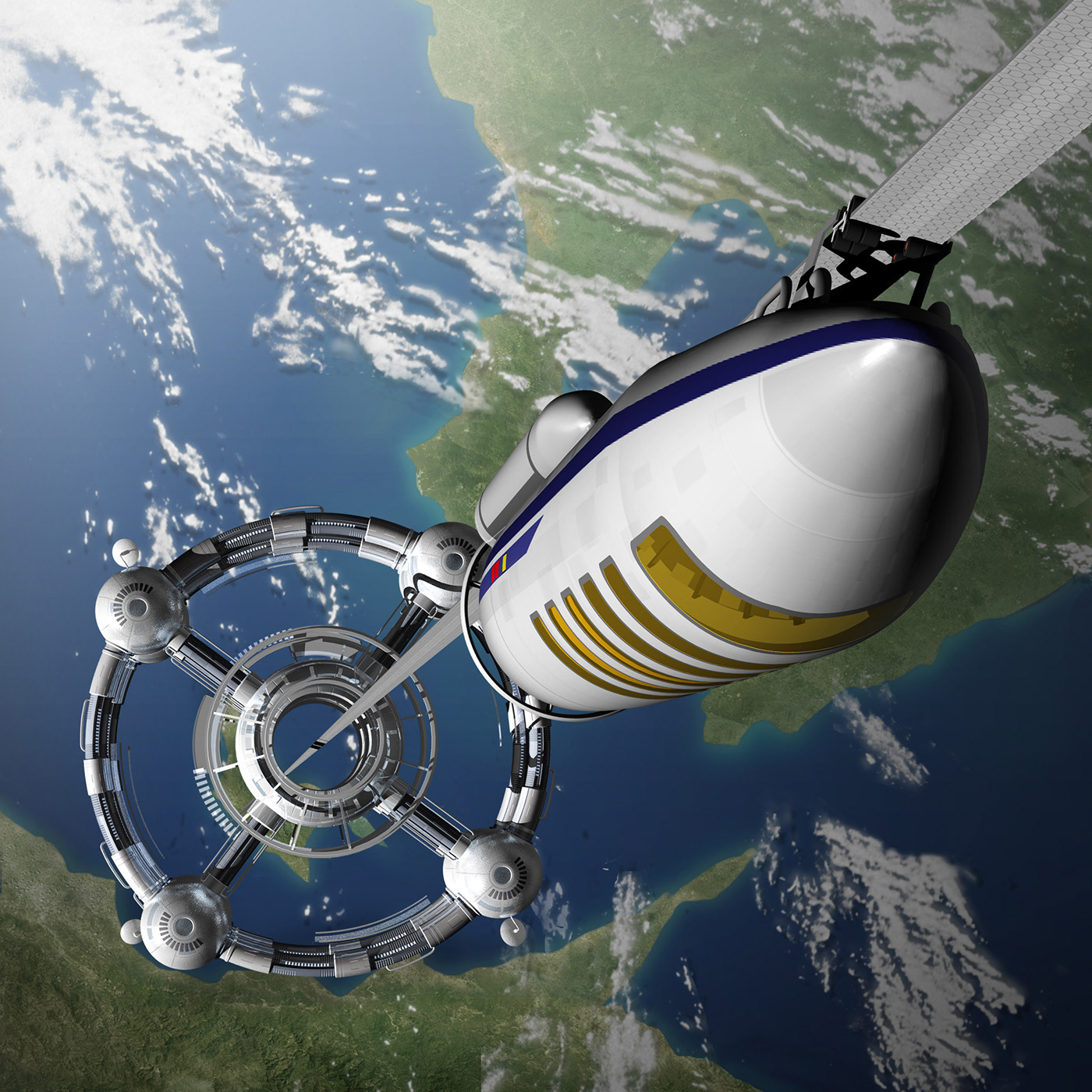 space elevator 3dcg H2_rayer LPG tanker Express Bus real illustration Vehicle machine