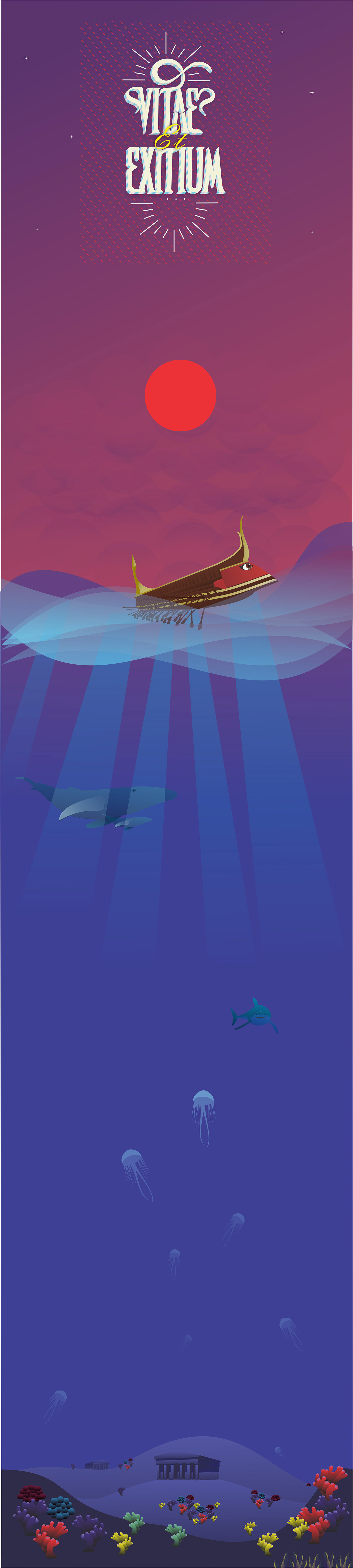 Behance D'Erizans Digital Art  graphic design  ILLUSTRATION  ilustration nietzsche Ocean philosophy  vectors