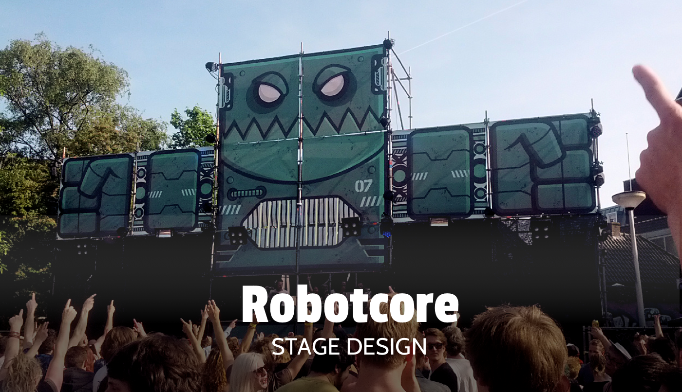 robot Stage festival Illustrator Wageningen The Netherlands spaceghost podium TK07 Kabaal Digitaal graphics fists Holland