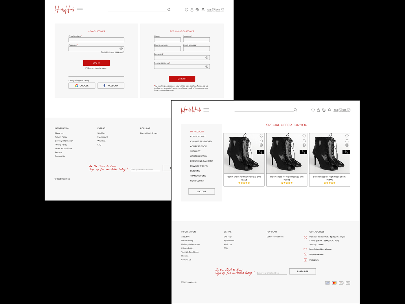 UI/UX ui design UX design store Ecommerce Website shoes heels redesign
