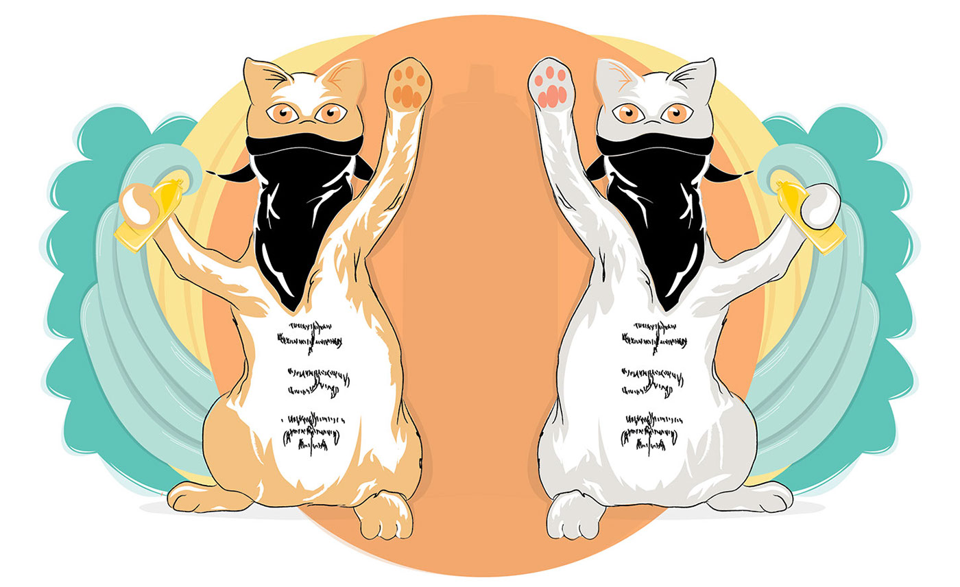 Cat maneki neko miau meow dibujo draw lucky japanese talisman amuleto ILLUSTRATION  bobtail spray
