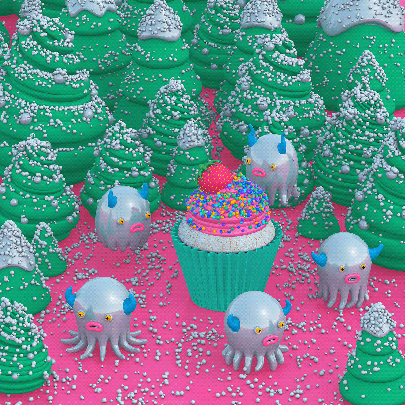 3D 3D christmas 3D illustration 3d monsters Christmas christmas Tree Holiday monsters