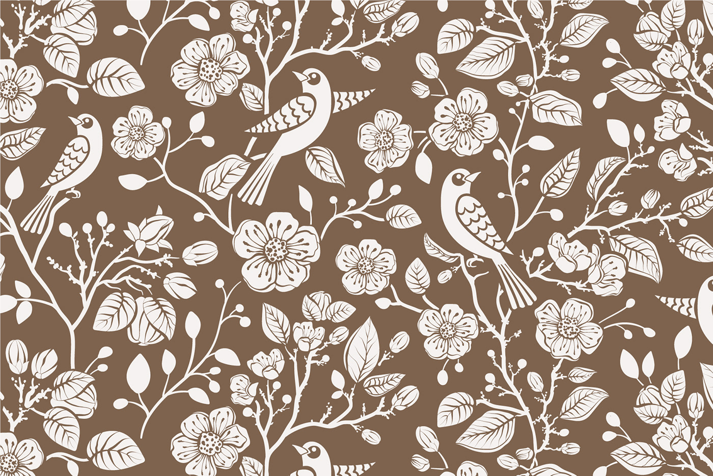 pattern wallpaper art fabric textile garden hand drawn decorative seamless monochrome