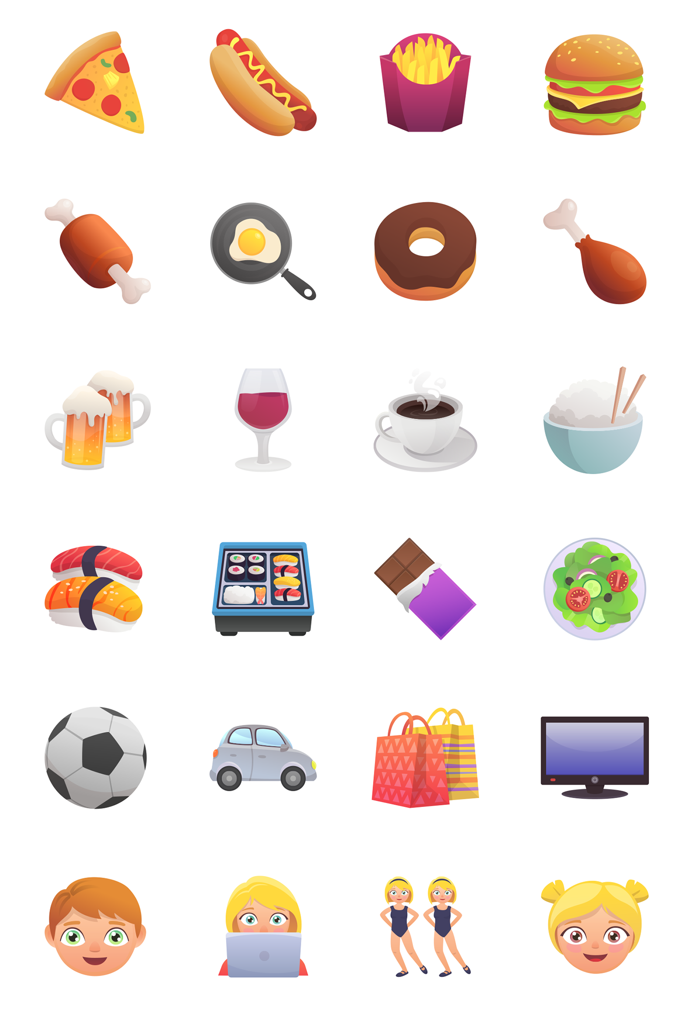 ilustracion Iconos Emojis Food 