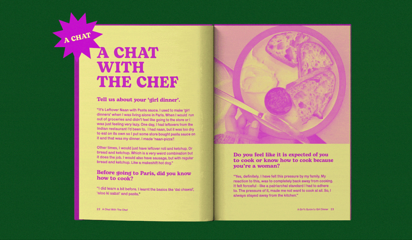 graphic design  editorial cookbook magazine kitsch girls women Food  weird girl dinner