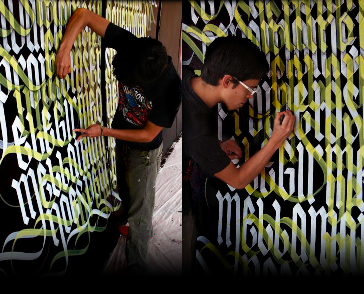 wall calligraffiti Mural ibero handmade Time Lapse lettering letters Calligraphy   flourish swash itzavu
