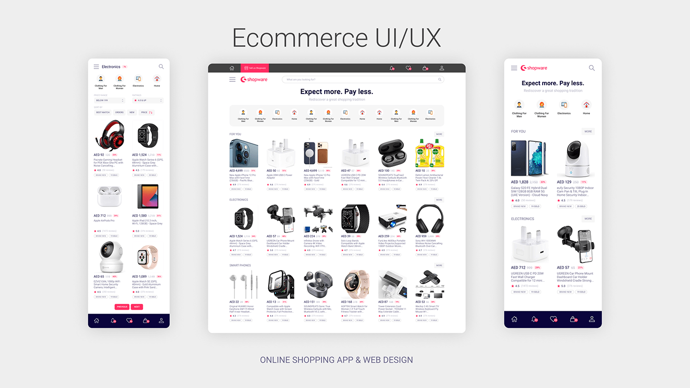 Ecommerce product design  Shopping UI/UX user experience user interface