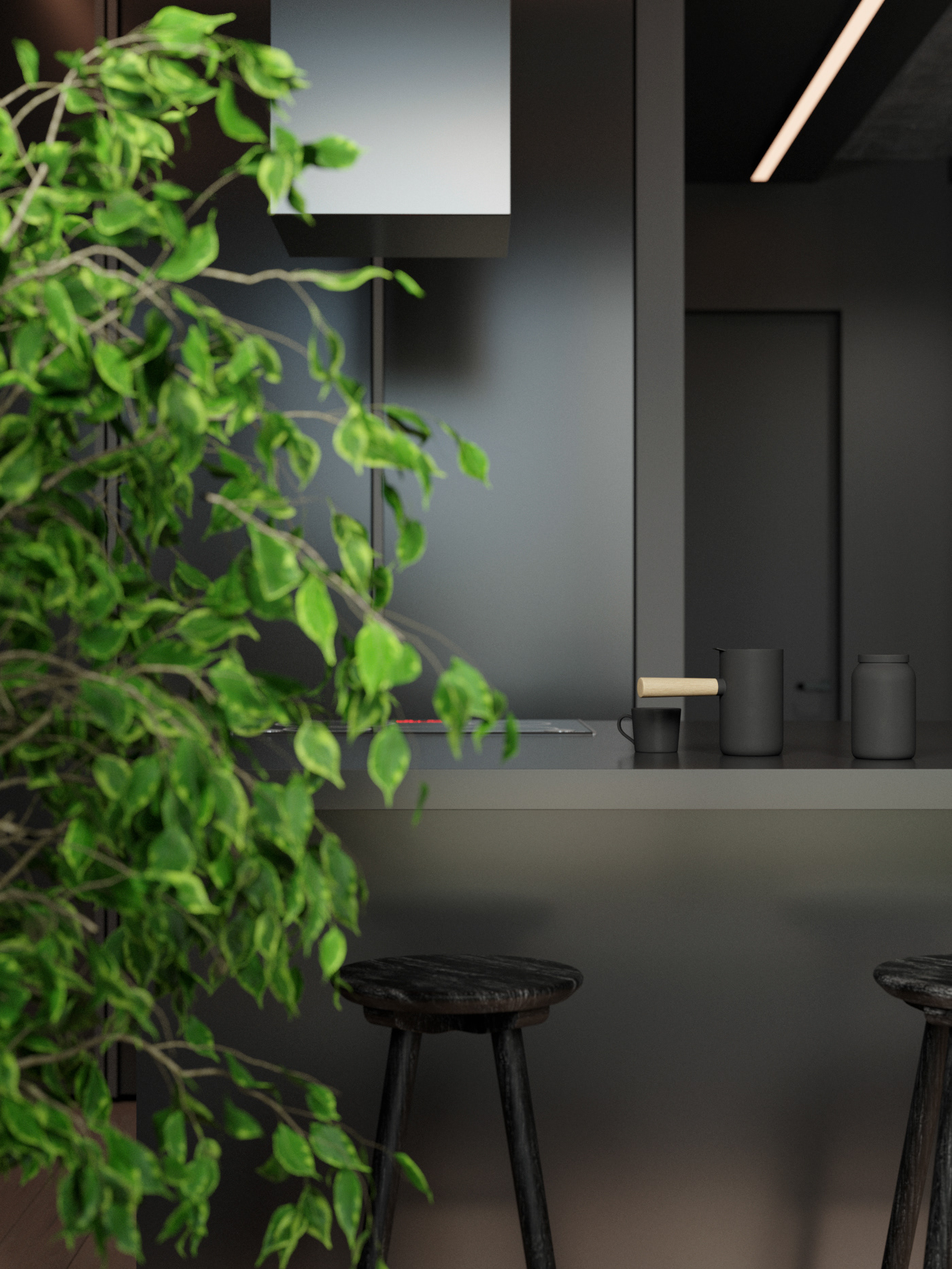 apartment concrete dark Interior interior design  interiordesign Minimalism modern stylish visualization
