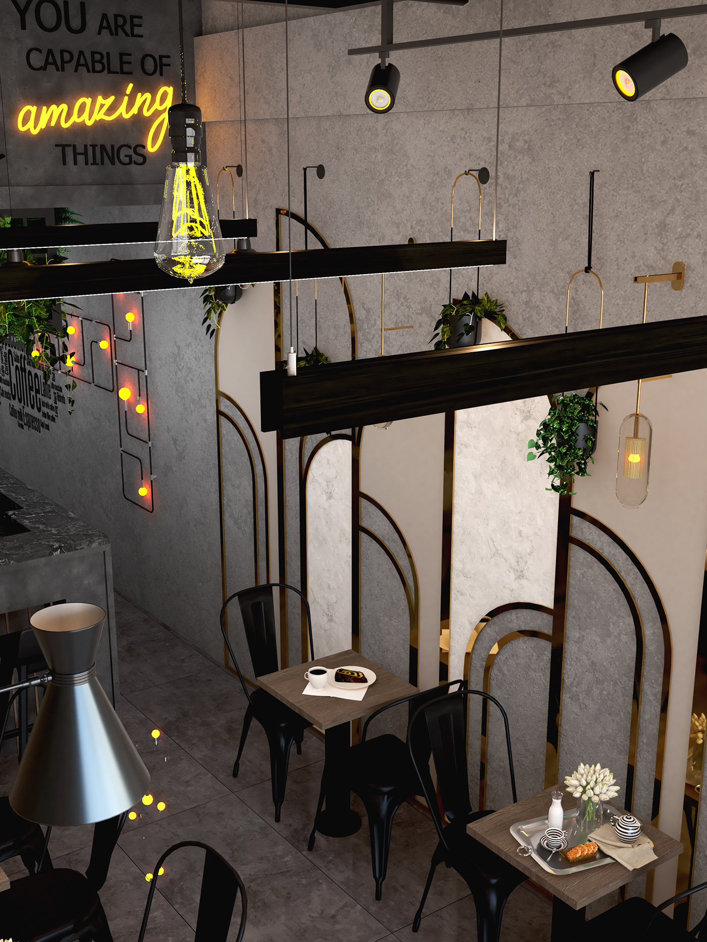 cafe coffee shop coffee shop design Interior Render architecture 3ds max vray modern corona