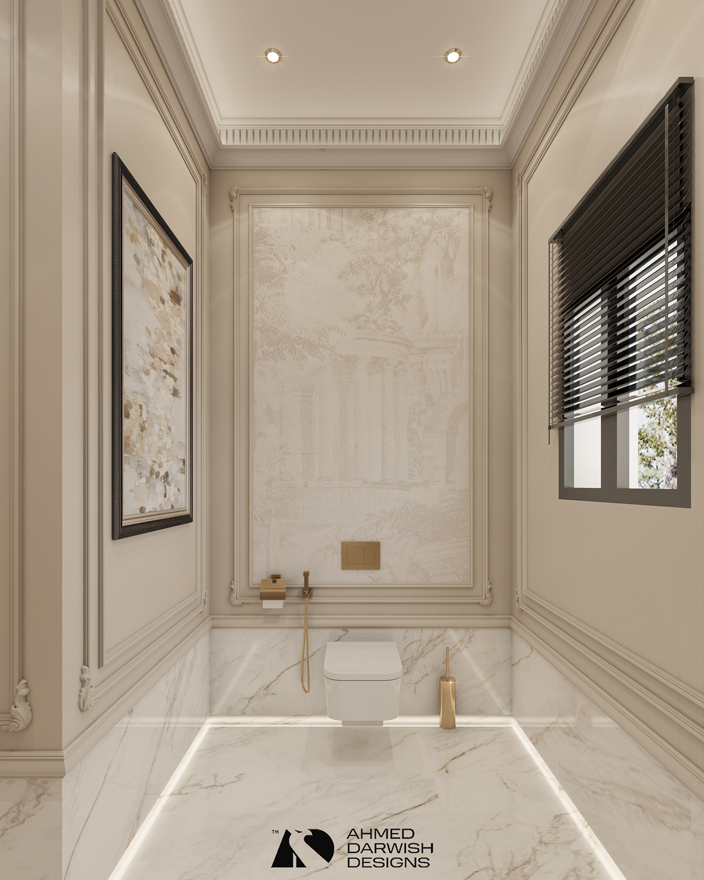 Interior design bathroom visualization Render 3D 3ds max vray luxury gold
