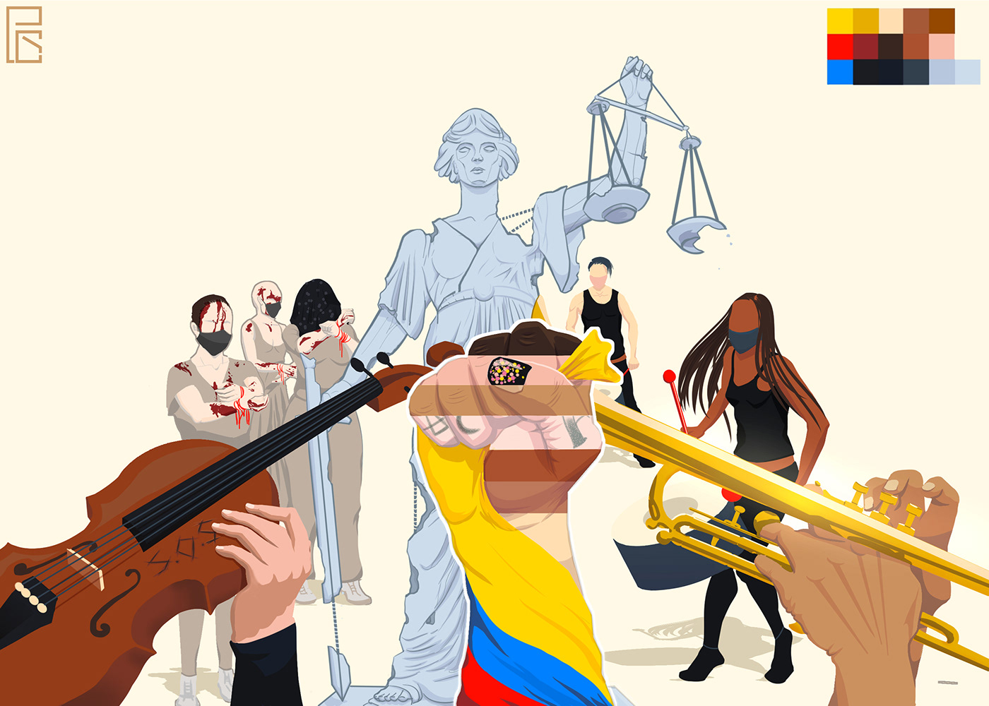 colombia Digital Drawing digital illustration ILLUSTRATION  ilustracion paro nacional philipp ruiz lozano
