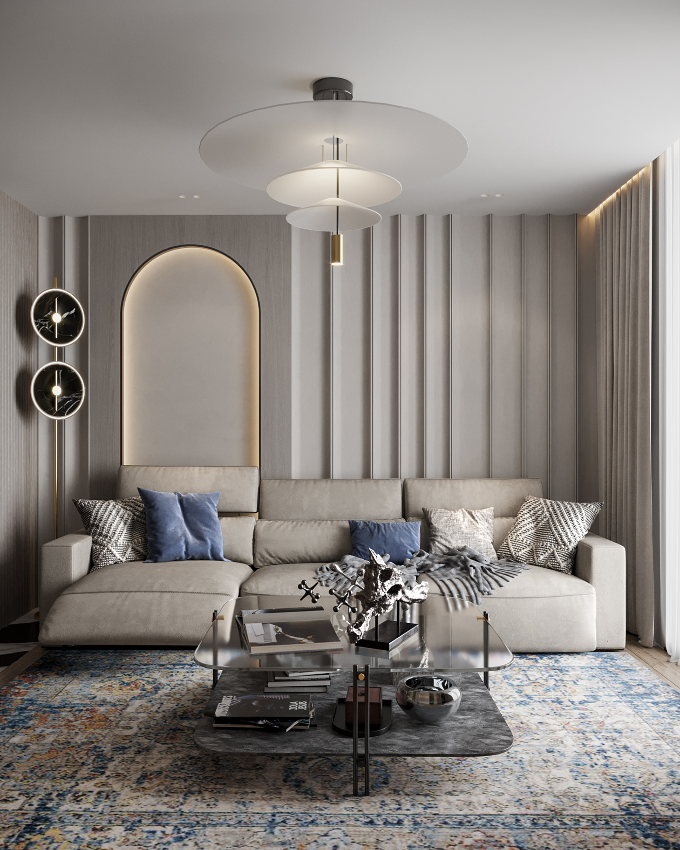 interior design  architecture visualization corona modern 3ds max living room Minotti design cattelan italia