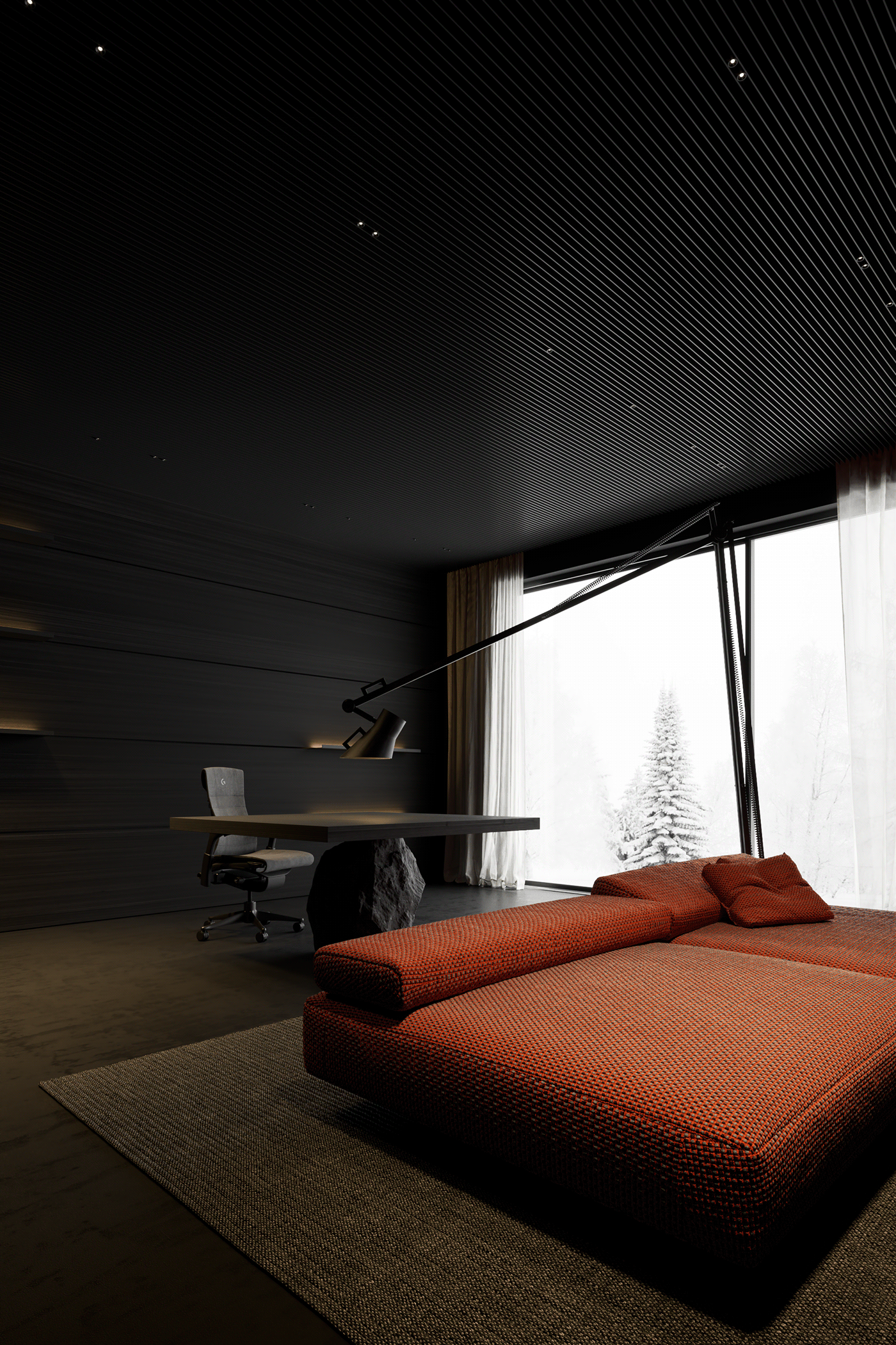 3dsmax architecture blackinterior Conceptdesign CoronaRender  inspiration interior design  Render visualization дизайн интерьера