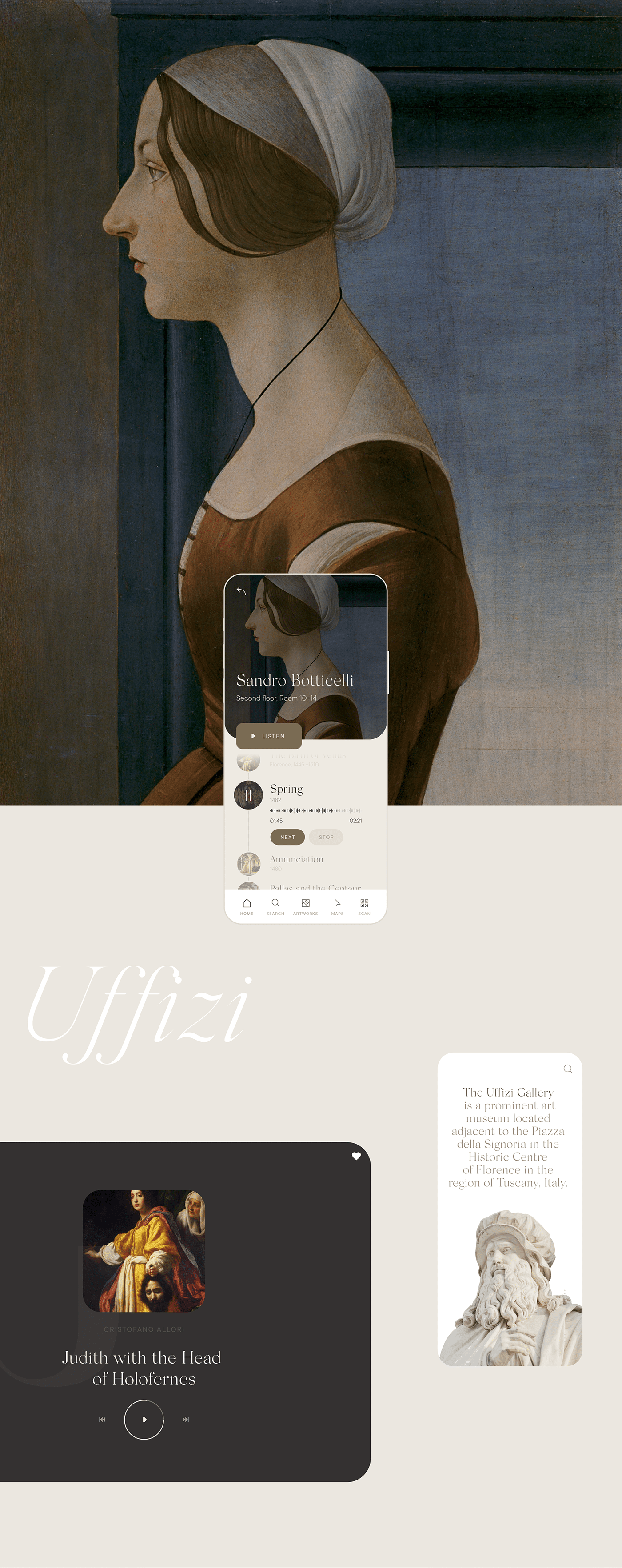 app art concept UI ux/ui museum painter uffizi gallery uidesign