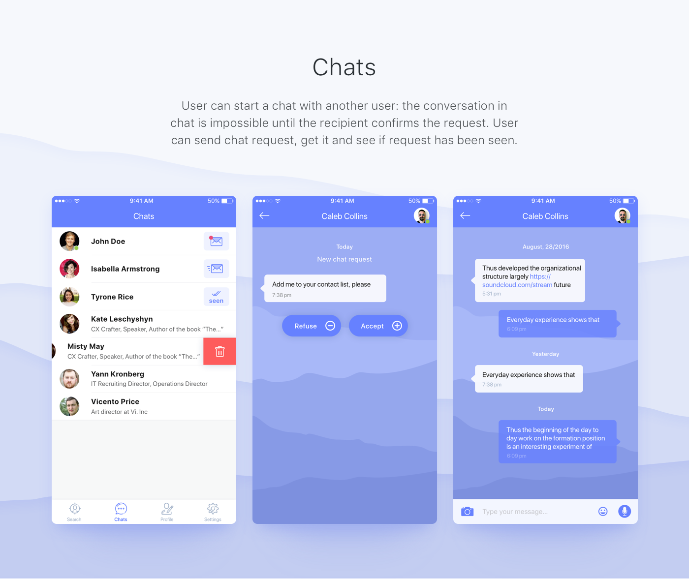 UI Travel ux ILLUSTRATION  profile social business ios Chat location