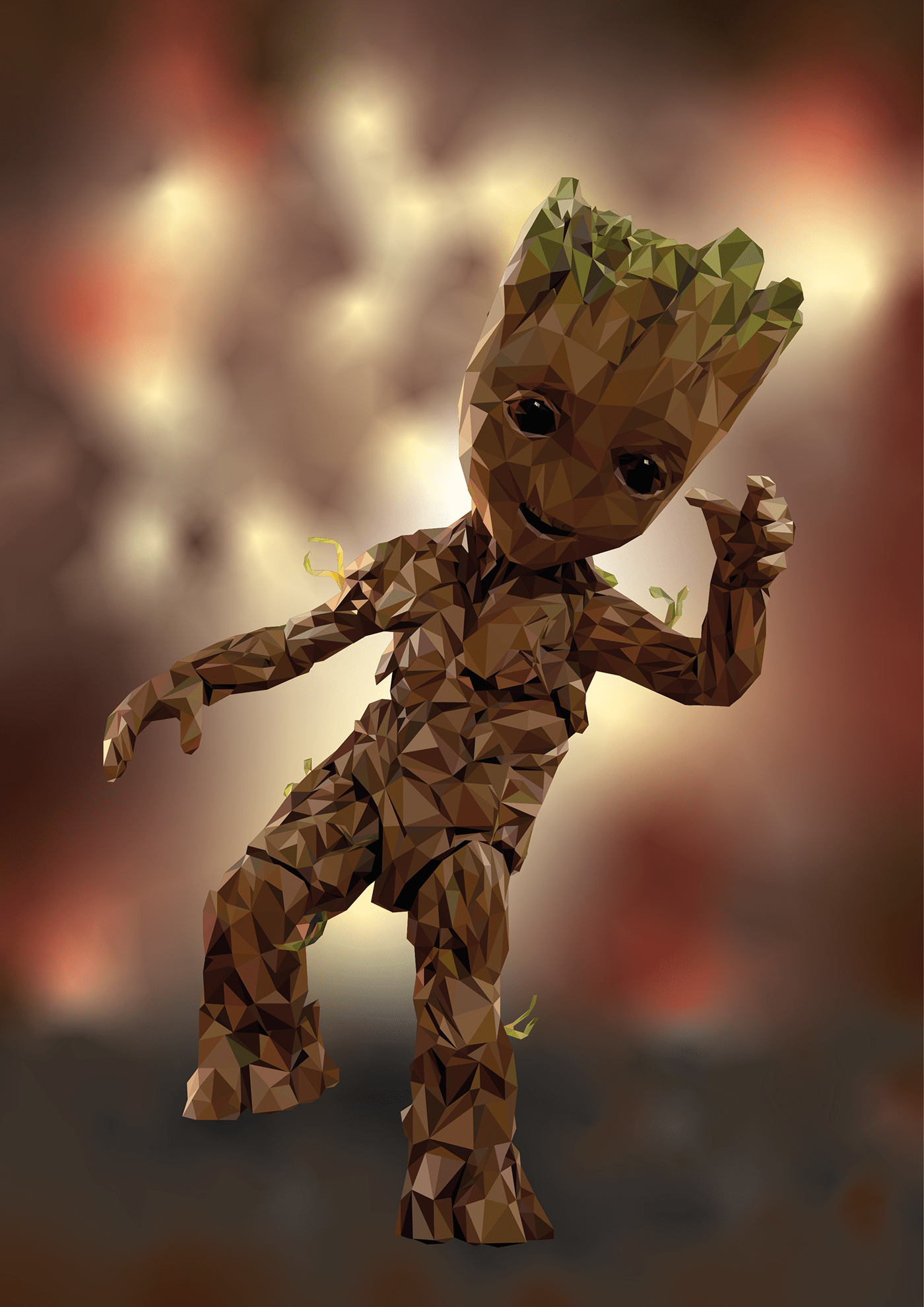 adobe illustrator art groot guardians of the galaxy Low Poly MARVEL UNIVERSE vector