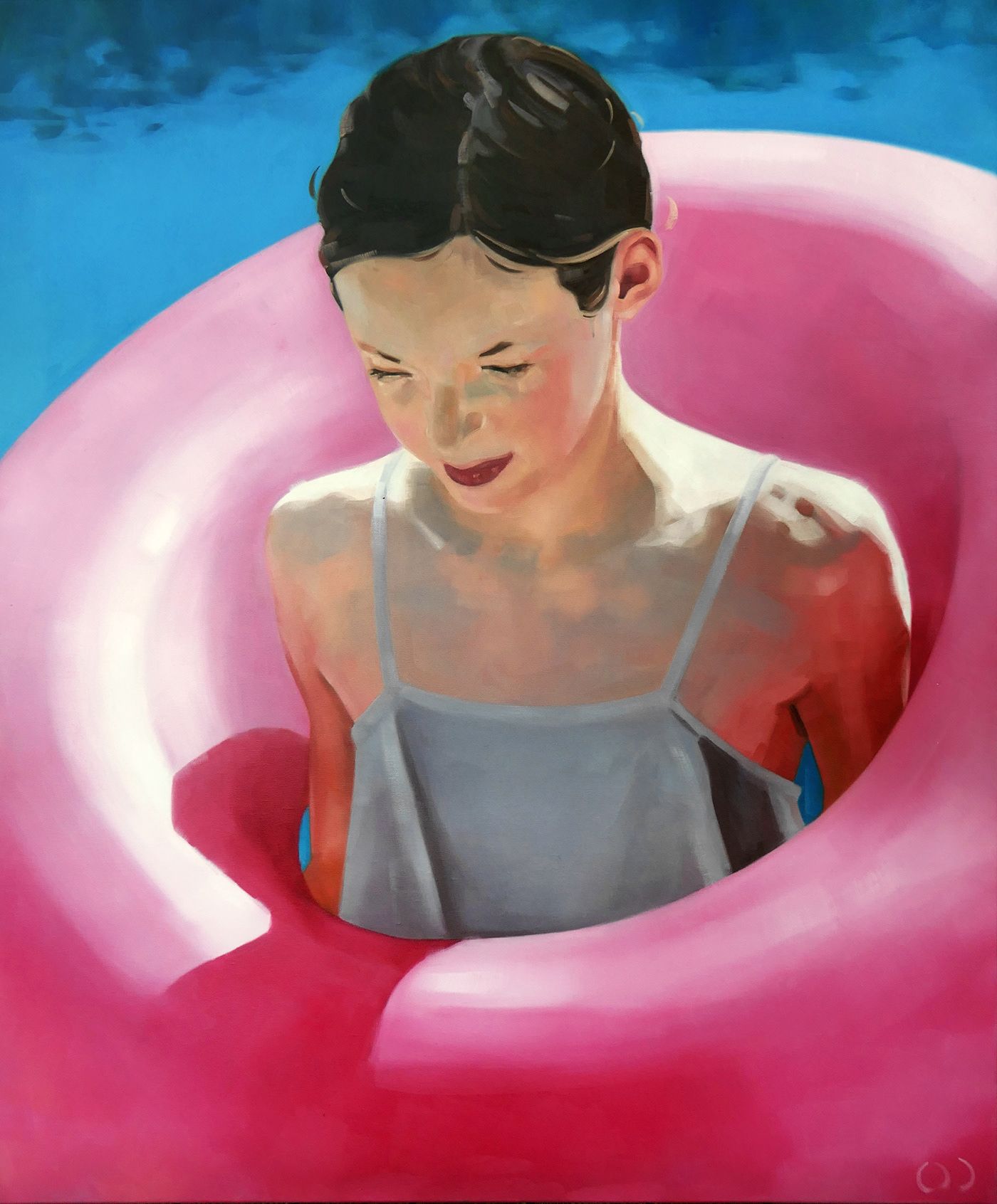 child Contemporary painting fine art malerei painting   photorealism Realism Realistic Painting summer swimming