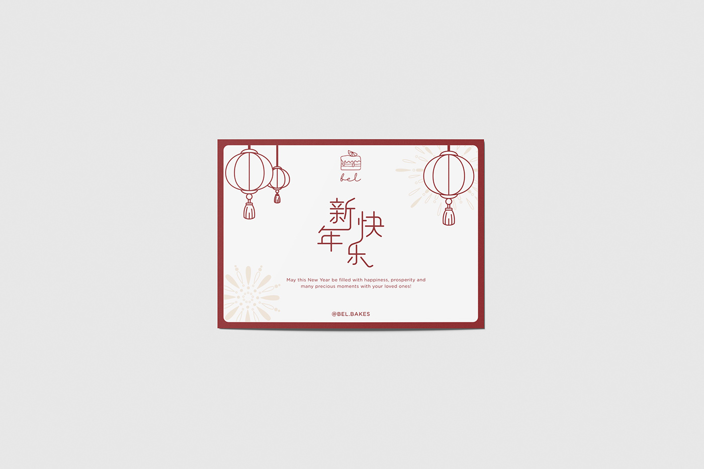 bakery cake cny design greeting card Label Lunar New Year Red Pocket Stationery