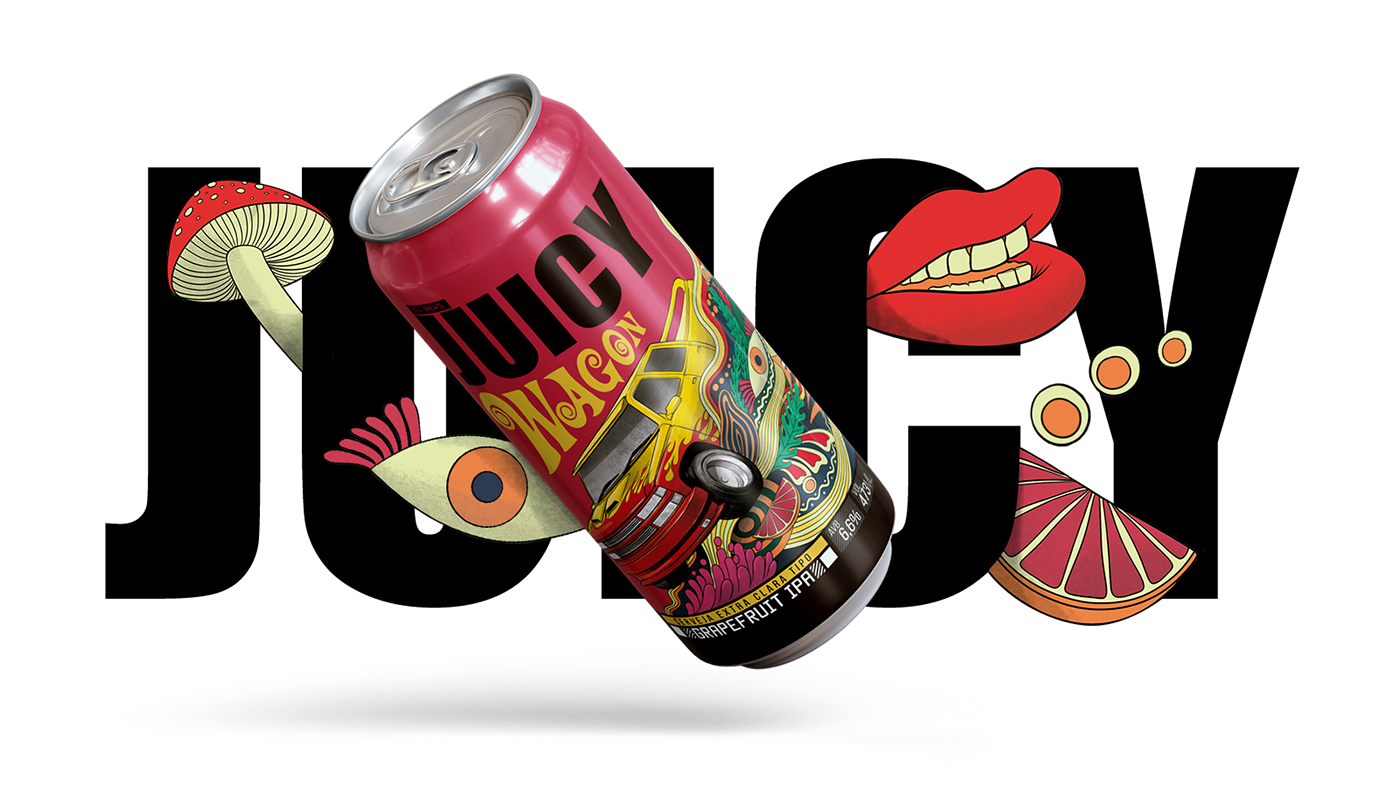 beer Label 60s heart ninja kill bill psychedelic brewery brew 70s