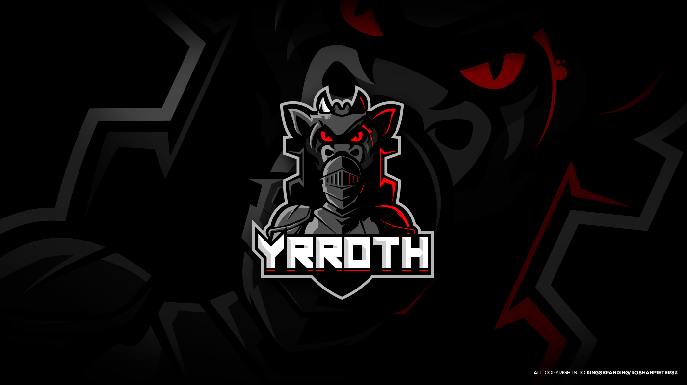 esports E-Sports logodesign Gamers Twitch Mascot knight dragon gothic blackandred