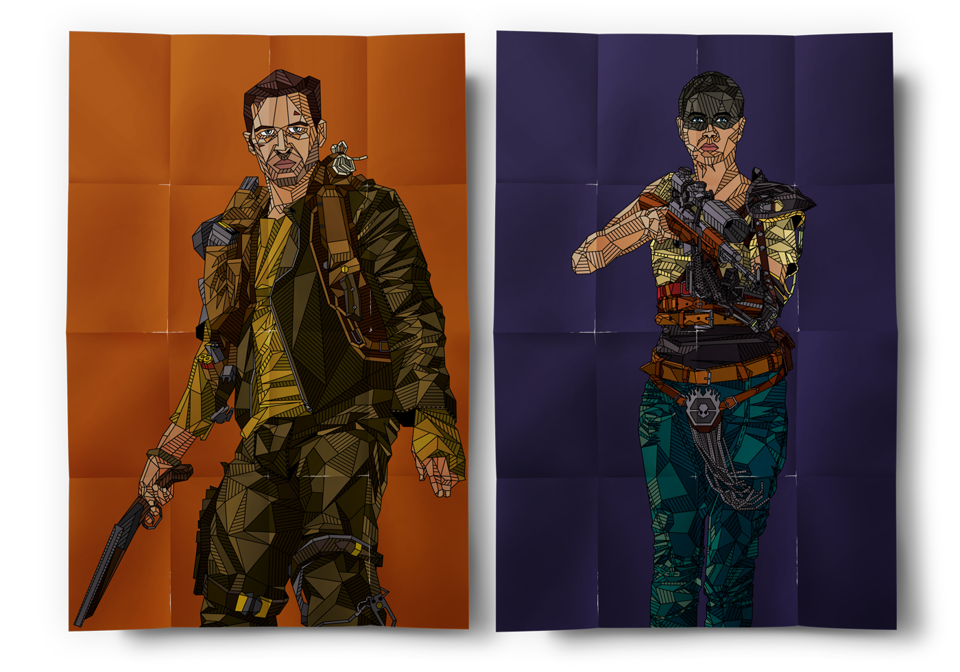 Mad Max MAX Furiosa Fury Road warner movie purple War guns lines vector digital poster strokes orange