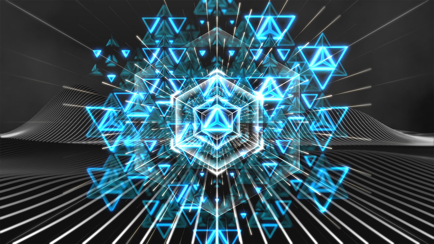 VJ video art scene background cinema 4d 3D content video backdrop music video skulls royksopp 2015 tour visuals neon glowing lights futuristic wireframe geometry