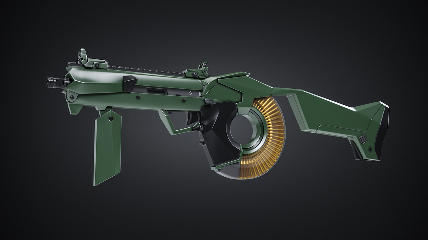 digital 3D fantasy industrial design Bullets weapons future Gun mechanics