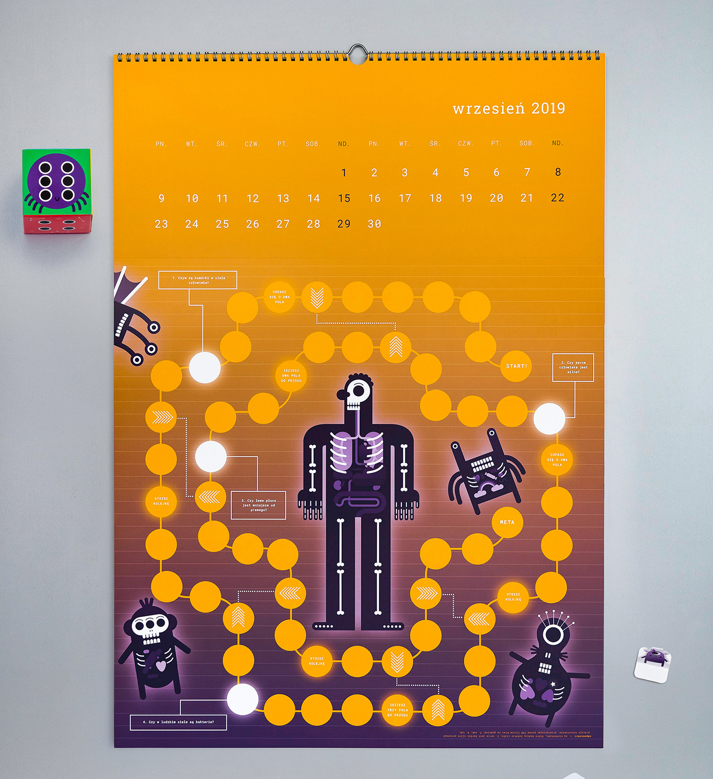 calendar print monster adobe illustrator ILLUSTRATION  game board game Charity Calendar mikro makro pawns