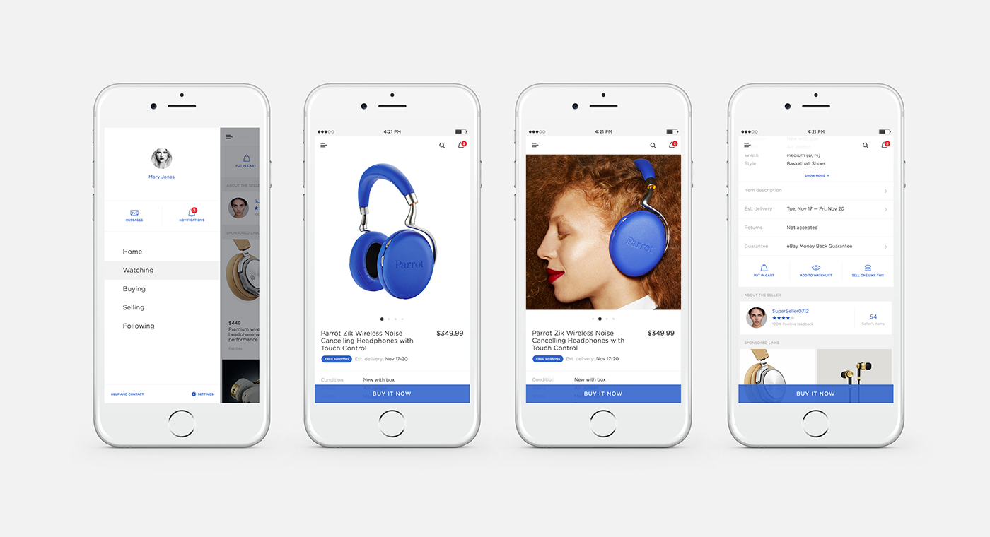 eBay Ecommerce redesign product card mobile Experience concept