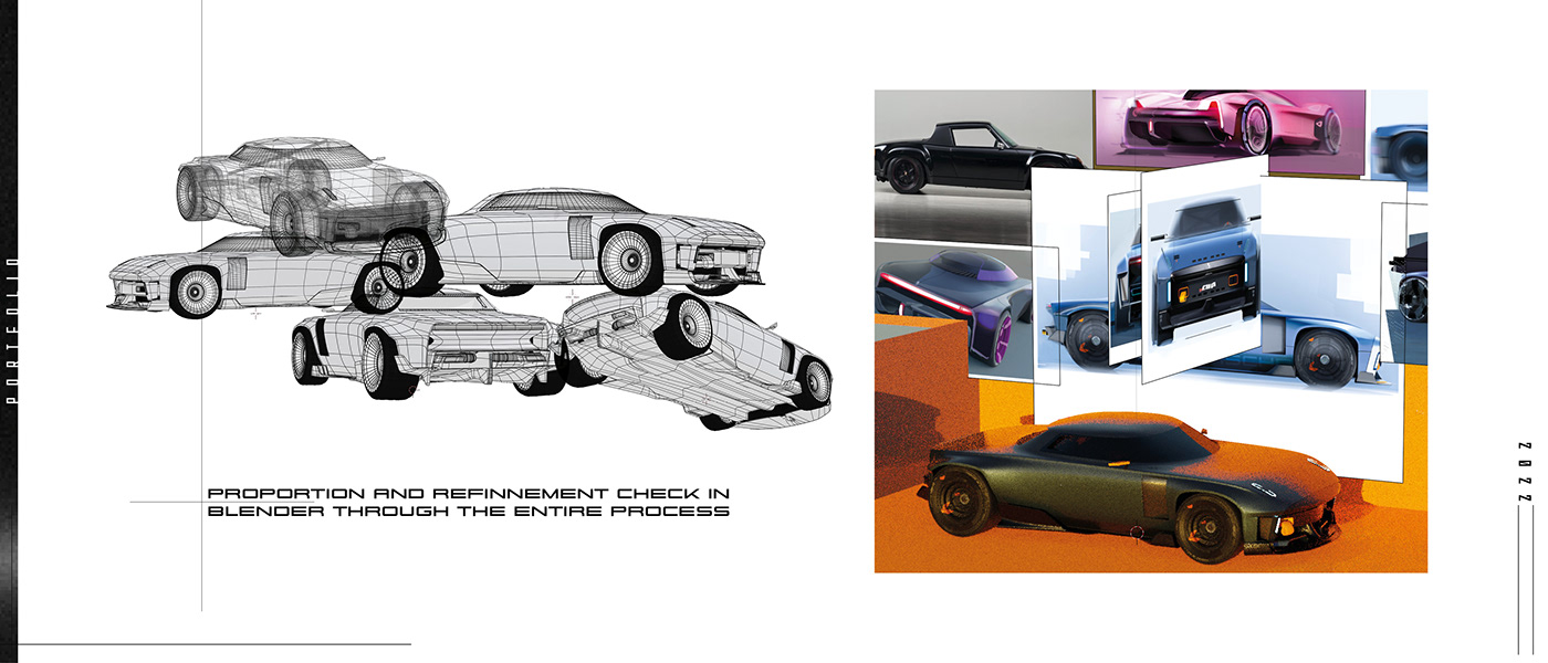 artwork Autmotive car concept design Digital Art  Porsche race car sketch thesis
