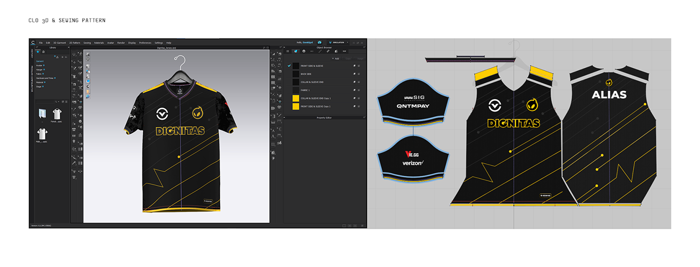 3D Apparel Design Clothing dignitas esports Fashion  Gaming jersey motion graphics  streetwear