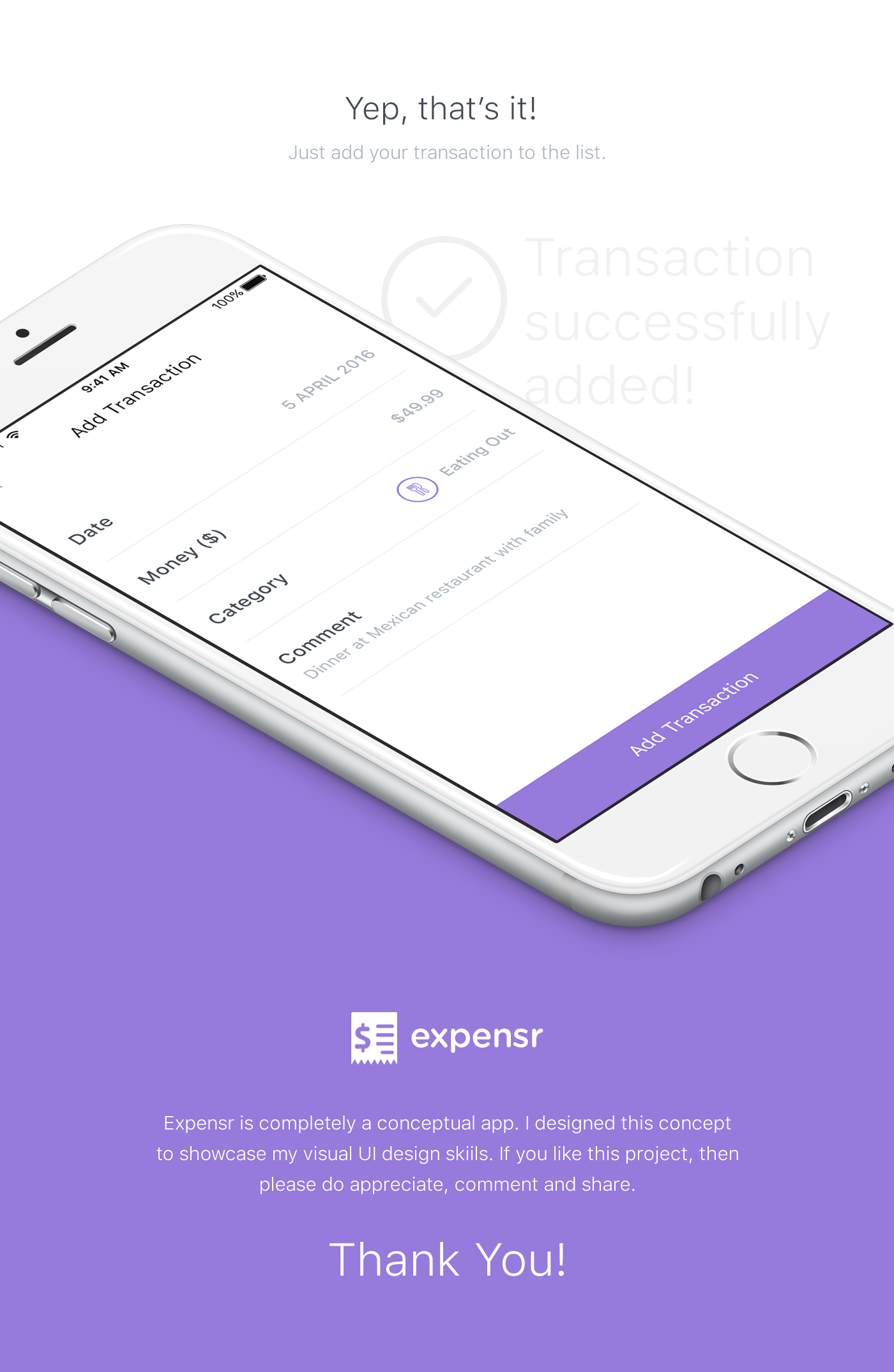 expensr app ios concept expense tracker expense iphone UI ux apple expense manager WALLET