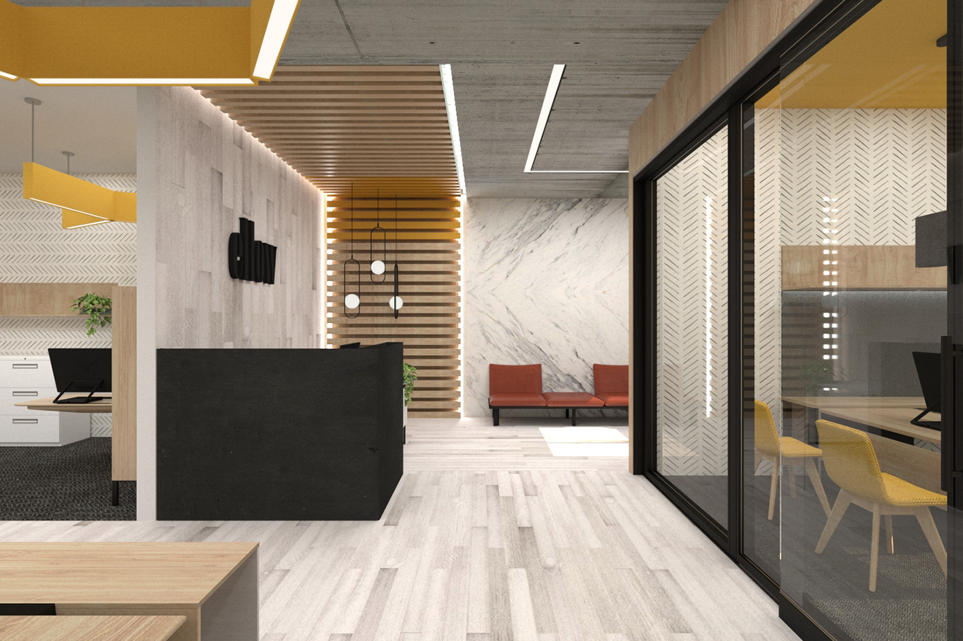 interior design  lighting Office rendering vray