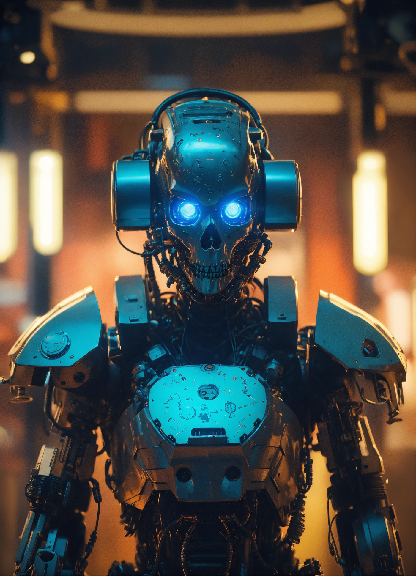 robot ai Technology humanoid 3D artificial future Cyberpunk cinematic future design