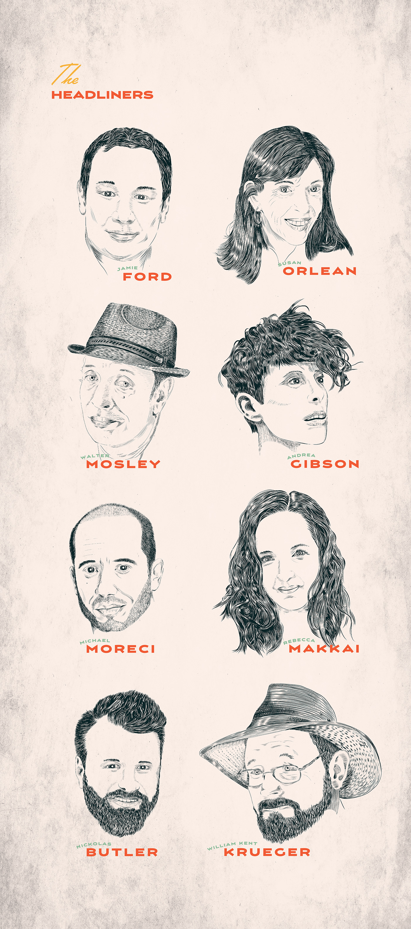 poster festival book illustrations portraits map