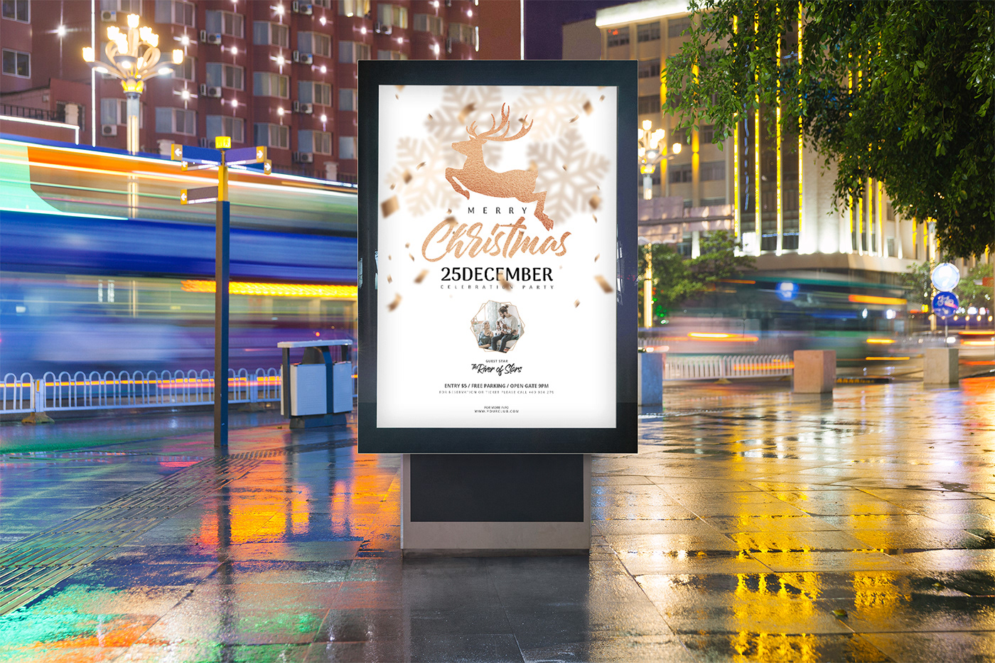 snow deer gold Instagram template facebook cover Music Festival event flyer confetti typography   luxury