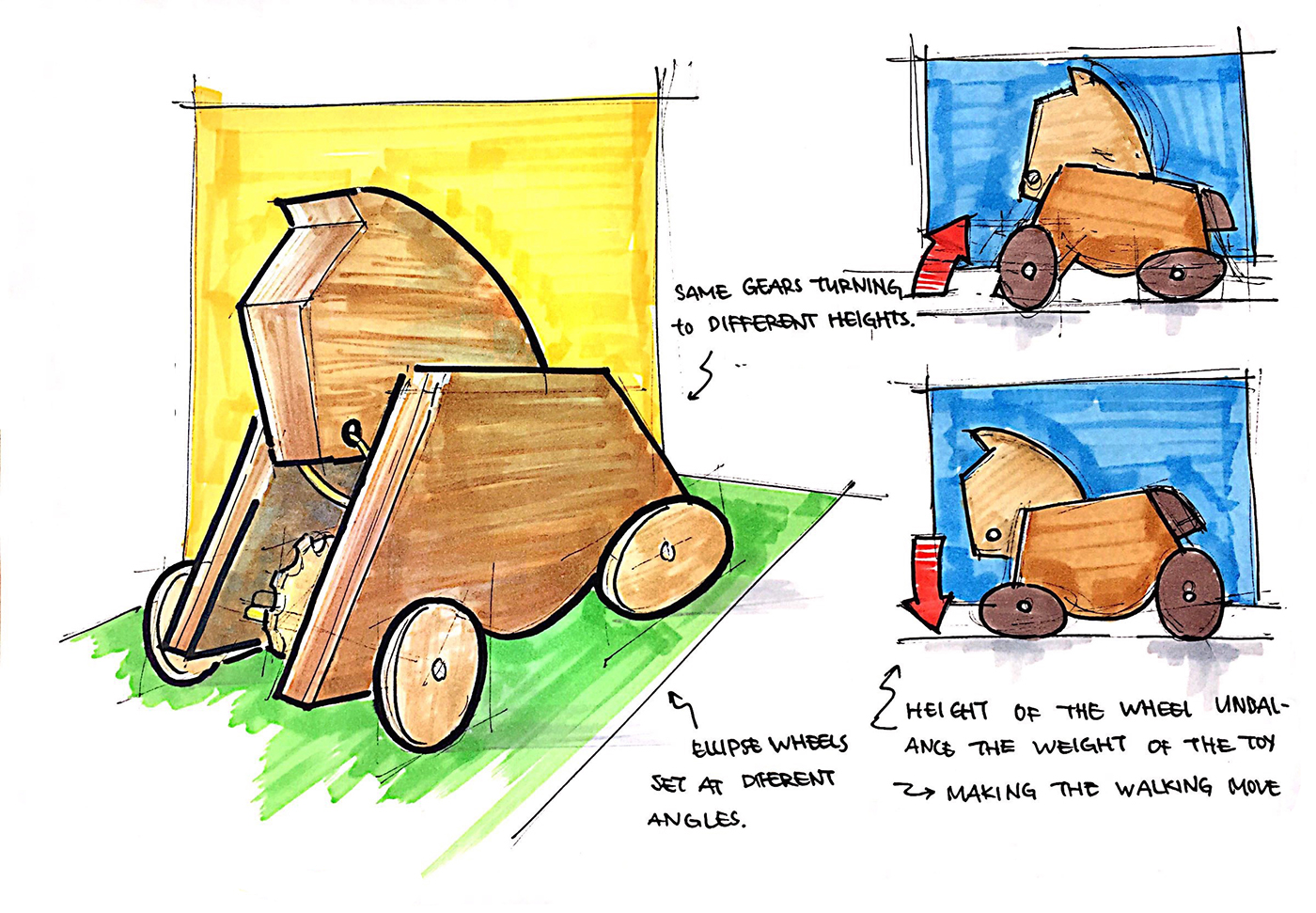 wood toy children play ILLUSTRATION  Industrial Deisgn mechanism