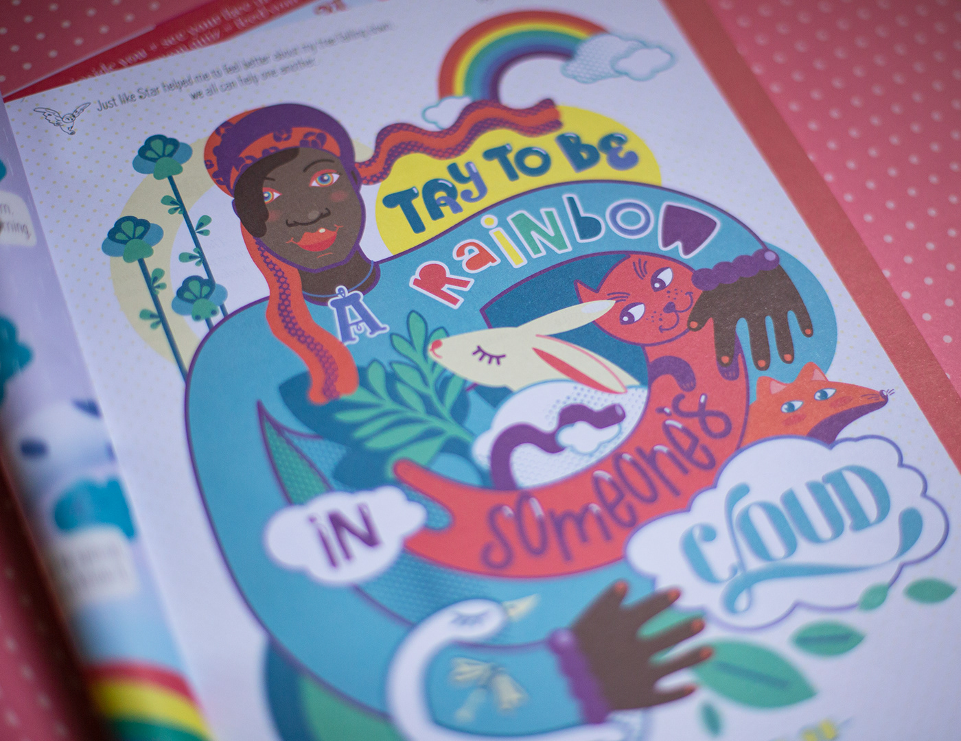 maya angelou quote rainbow animals kidlitart children kids Cat bunny childrens illustration