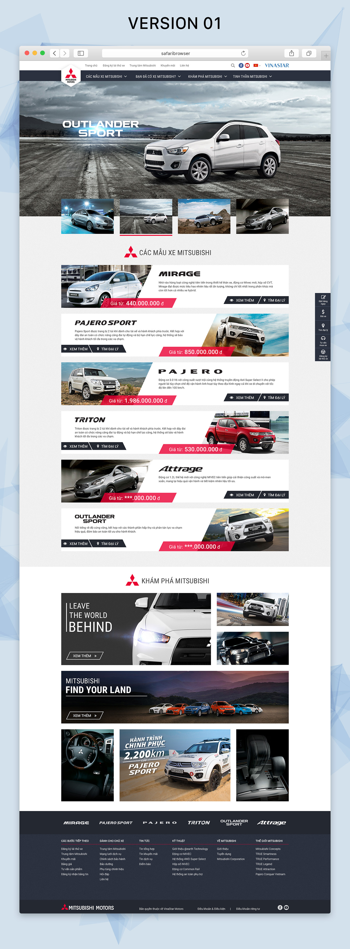 Mitsubishi motors Cars corporate Website redesign Auto agency pitching
