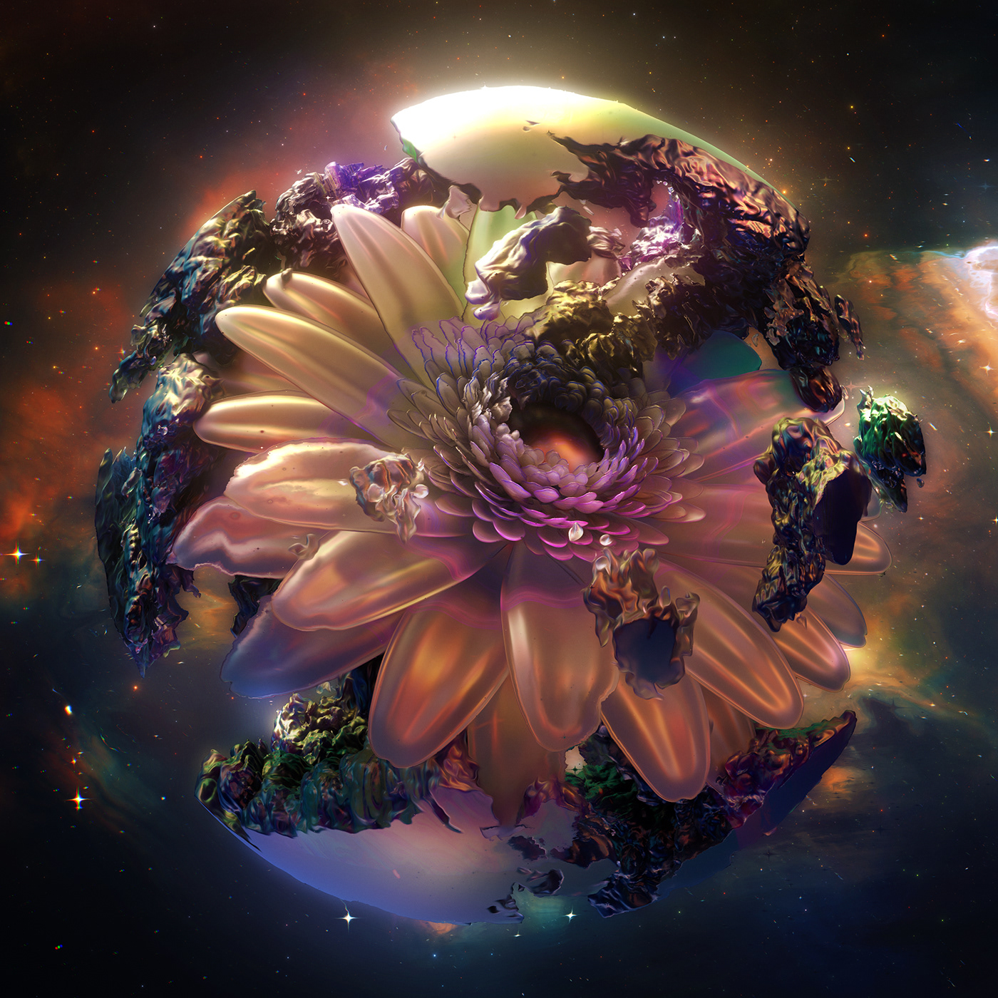 3D artwork Collection Digital Art  digital illustration Flowers nebula octane photoshop Space 