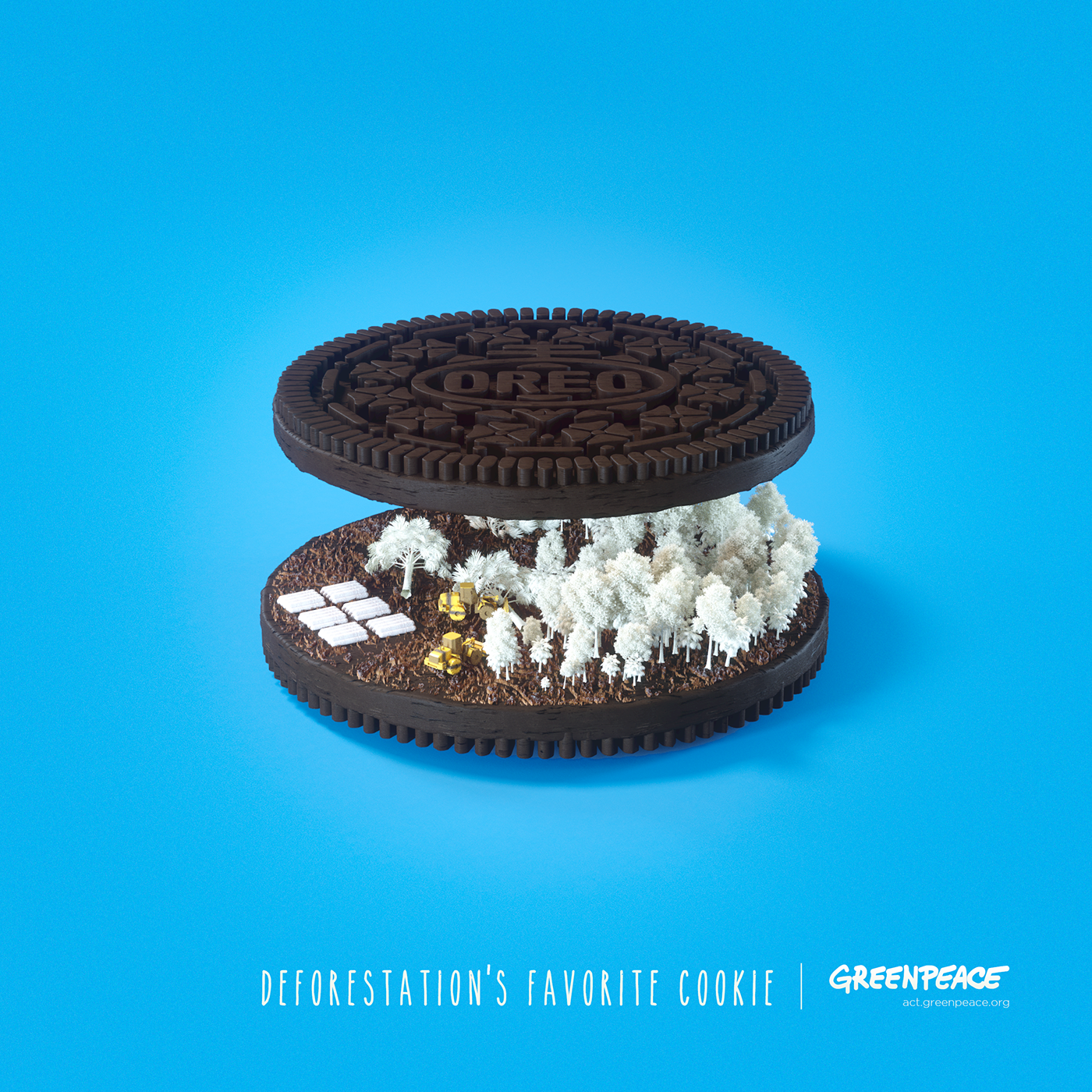 forest oreo cookie social CGI protest art direction  Palm Oil cream animals