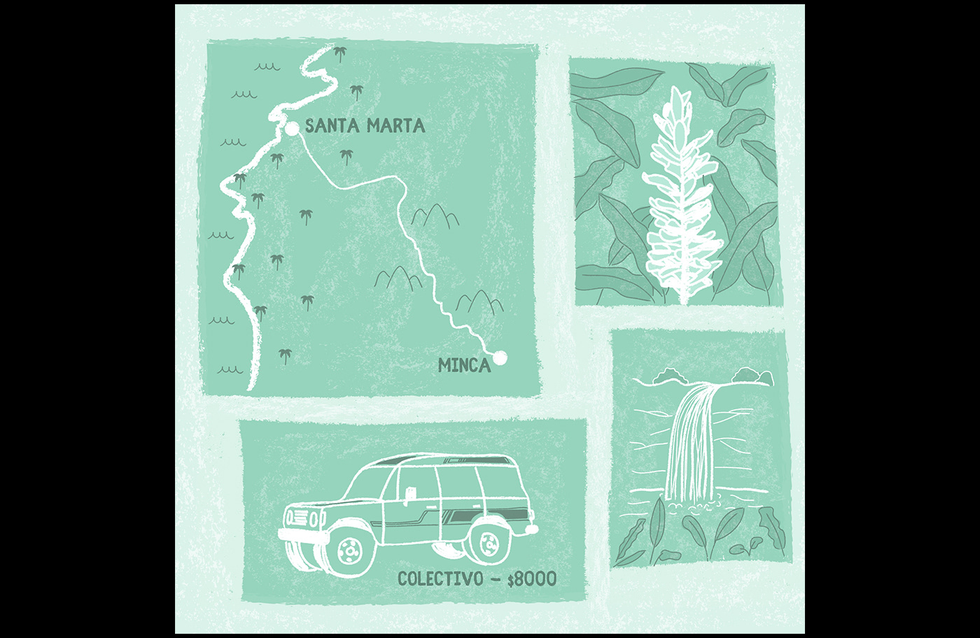 map ILLUSTRATION  illustrated map Travel journal bali ubud colombia