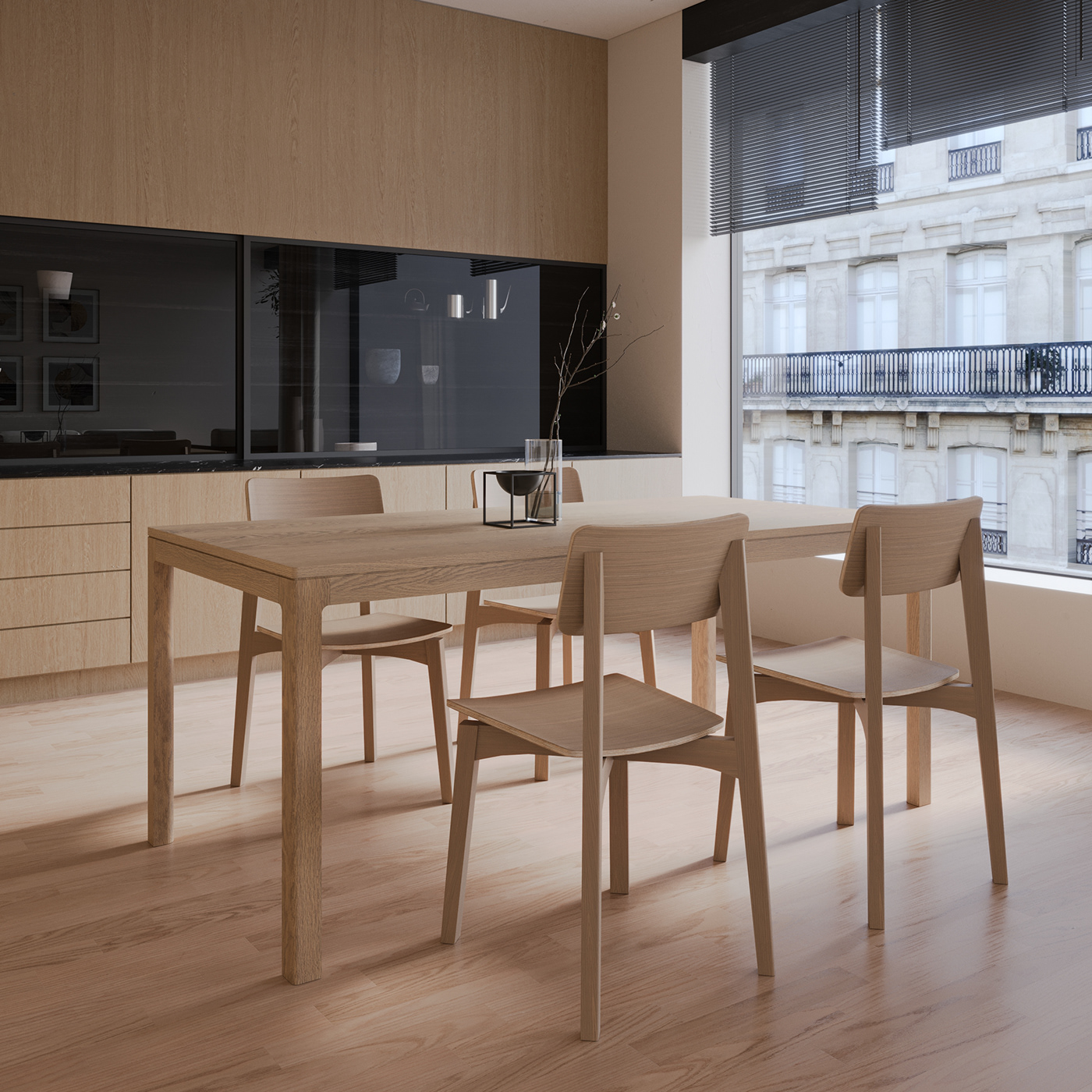3D 3ds max architecture furniture Interior interior design  kitchen living room visualization wood