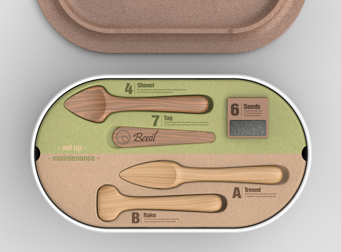 gardening kit grow Urban natural eco-sustainable recycling cork wood cardboard Experience gift Education
