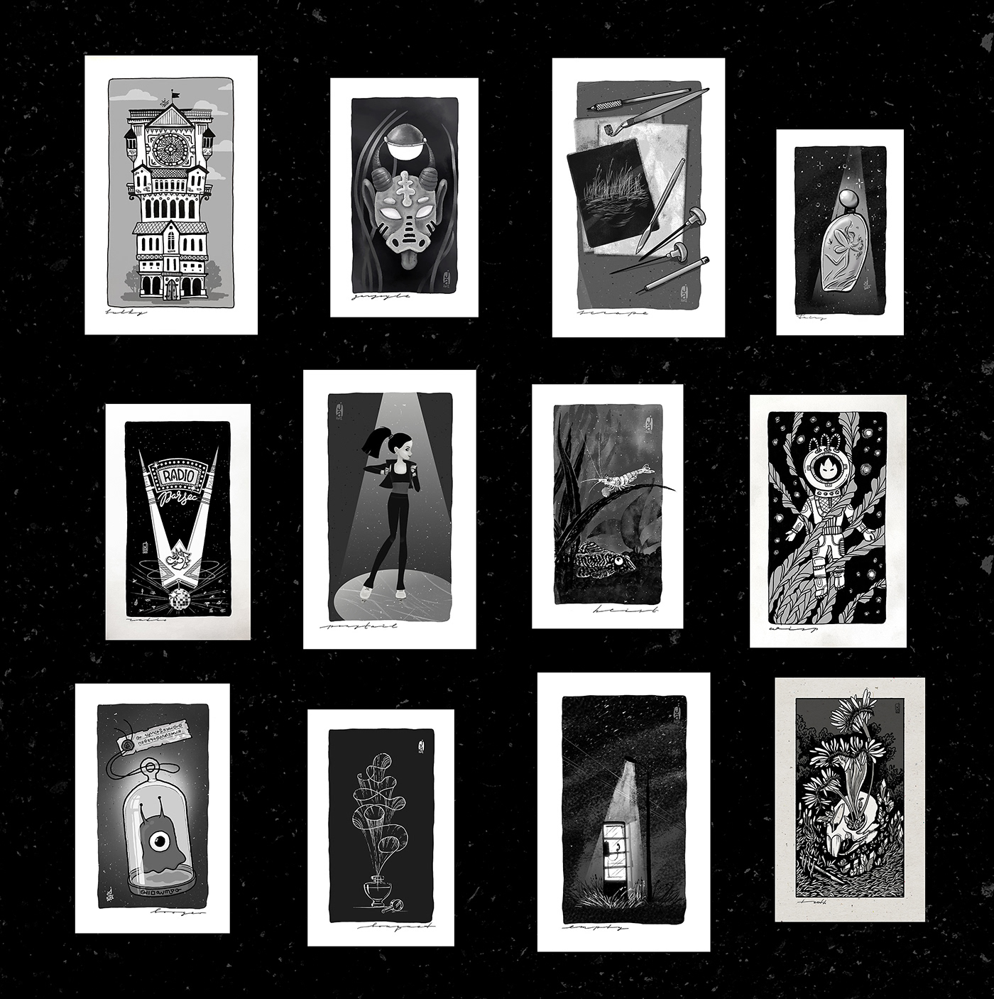 black and white Digital Art  Drawing  graphic inktober noir