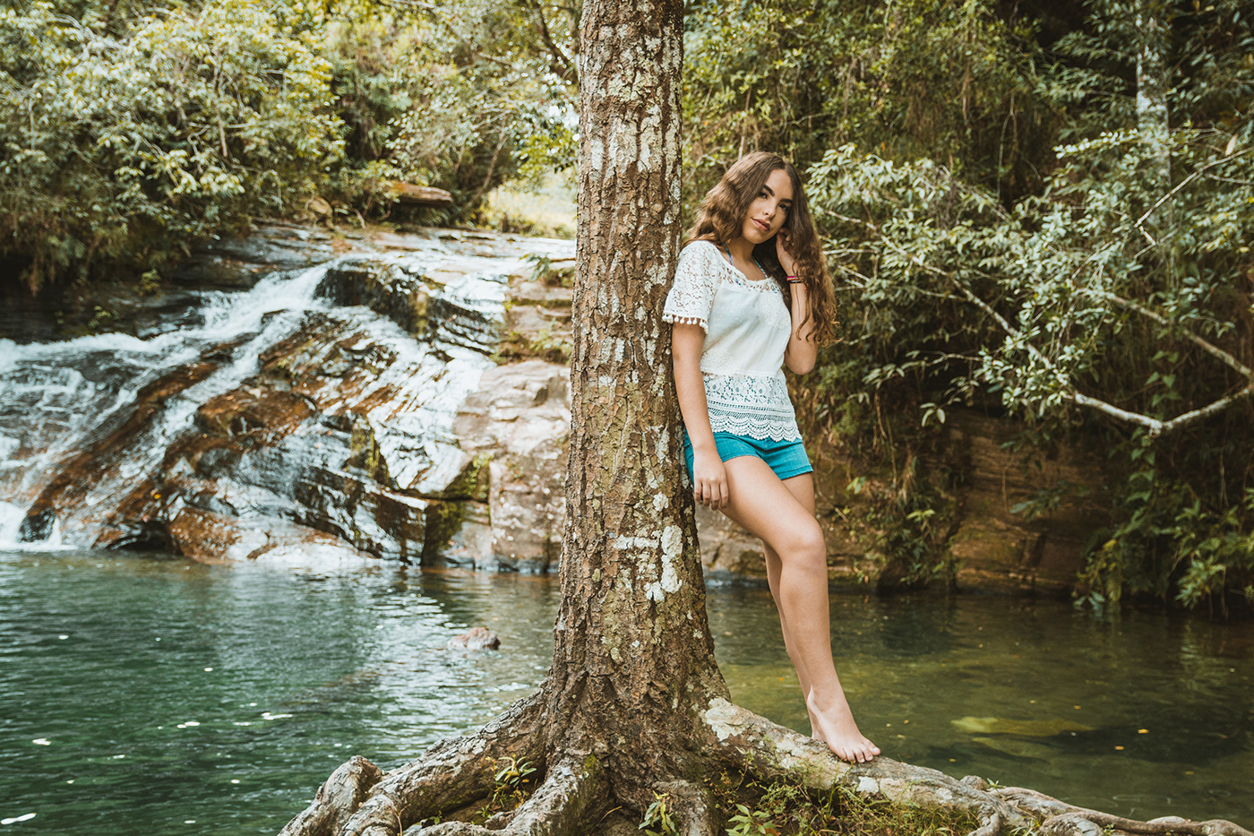 girl girls photoshoot waterfall water Nature