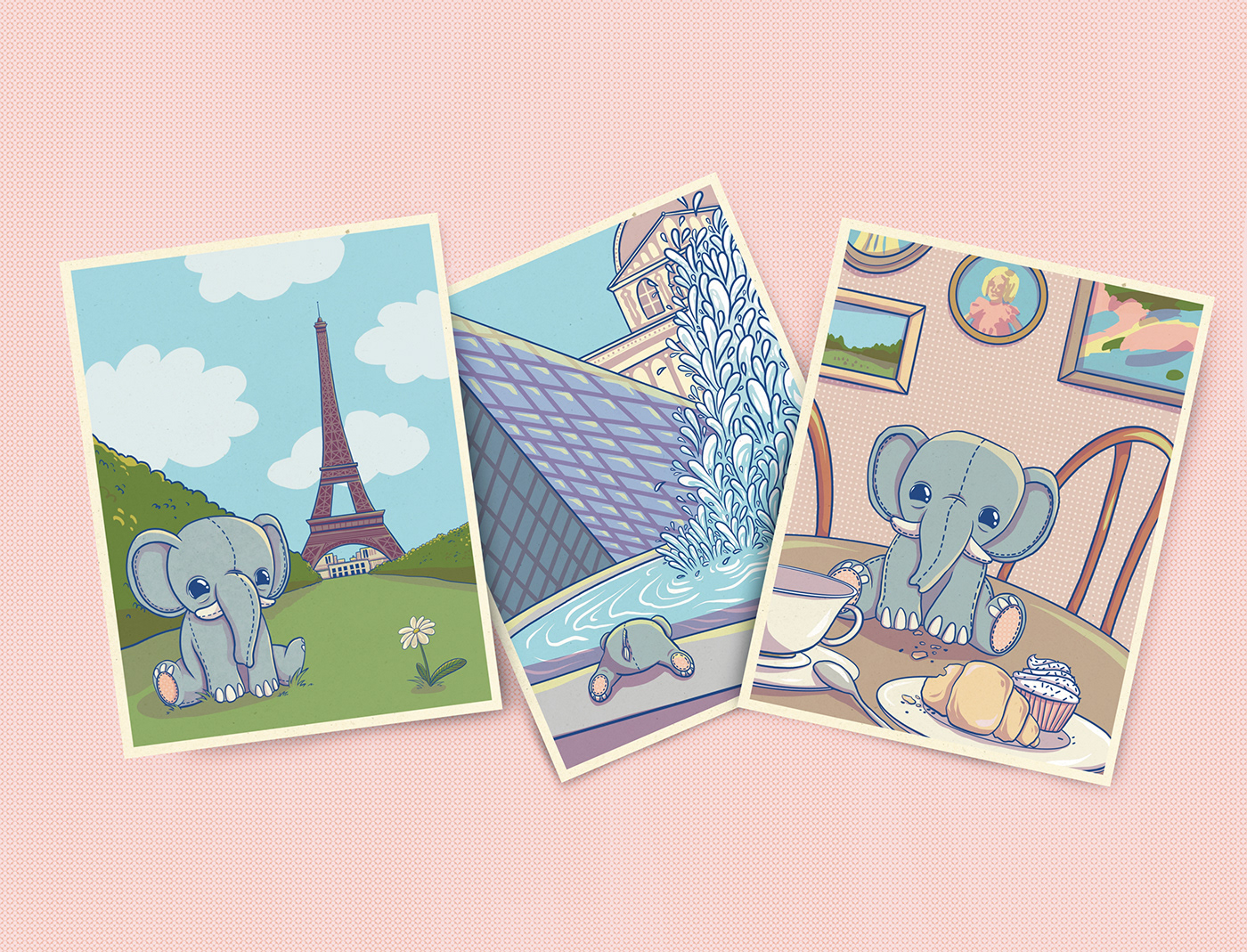 elephant ILLUSTRATION  elephant illustration children illustration Digital Art  Character design  france eiffel tower Paris elephant toy