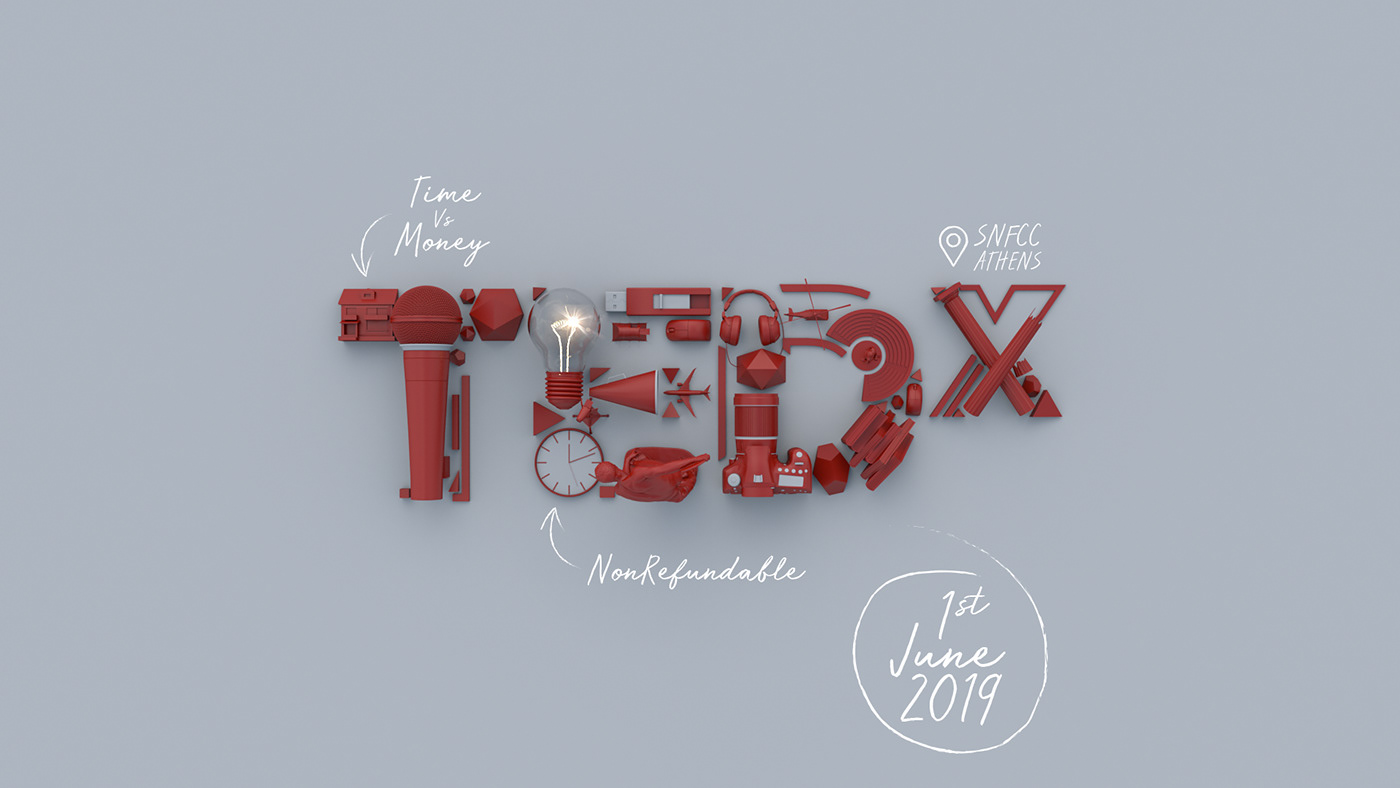 TEDx tedxathens cinema4d c4d 3D typography   type 3D text michael tierney Isometric