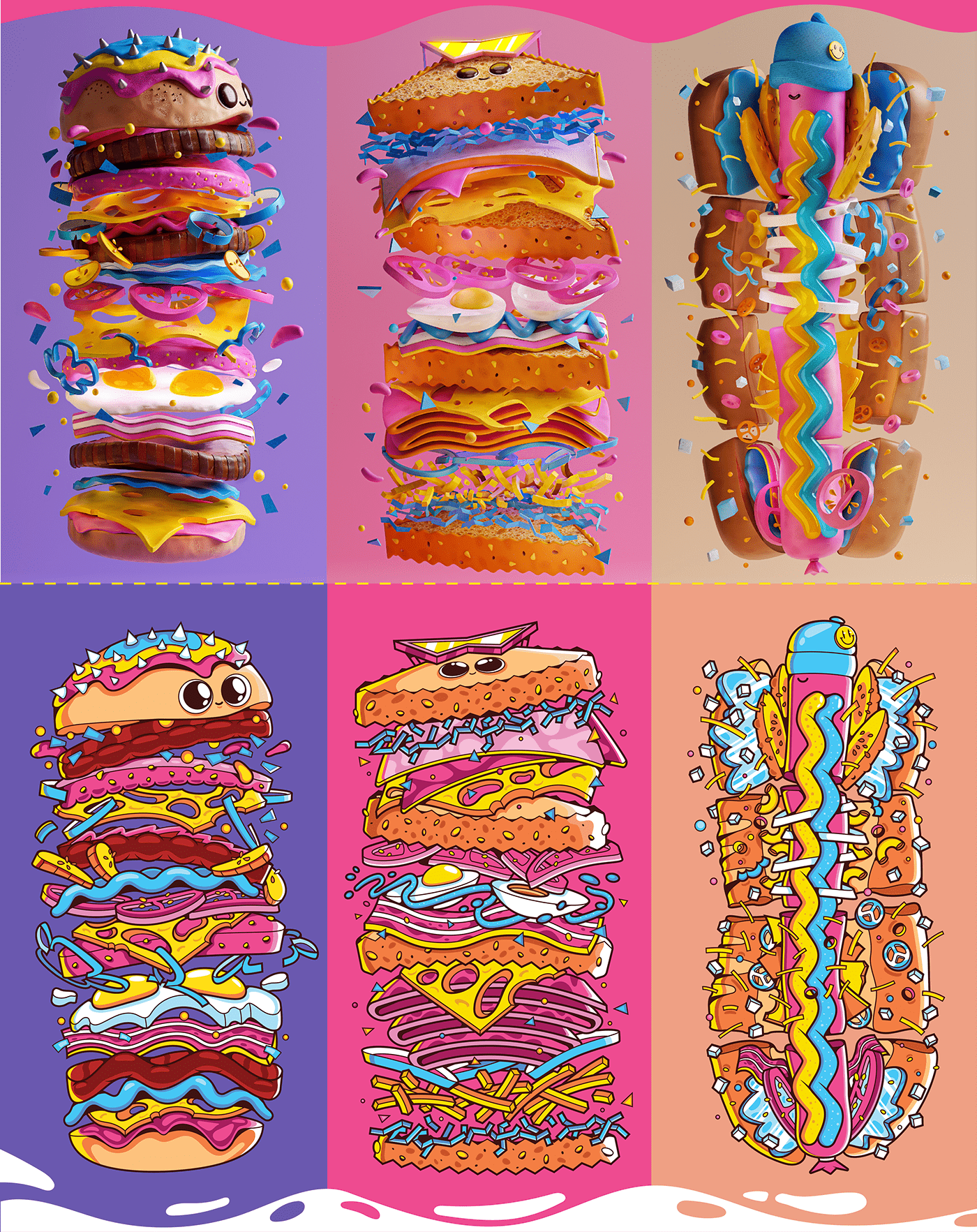 #3D #blender #Burger #characterdesign #DigitalArt #food    #illustration #Poster #sticker