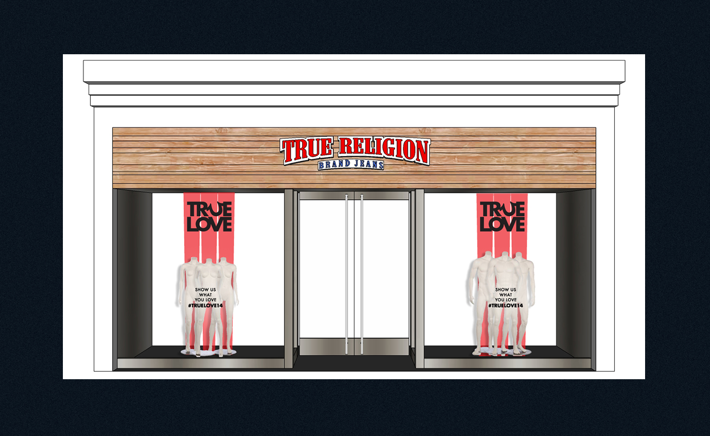 True Religion jeans Fashion  Clothing model graphic design  branding  window front visual designer rick betancourt